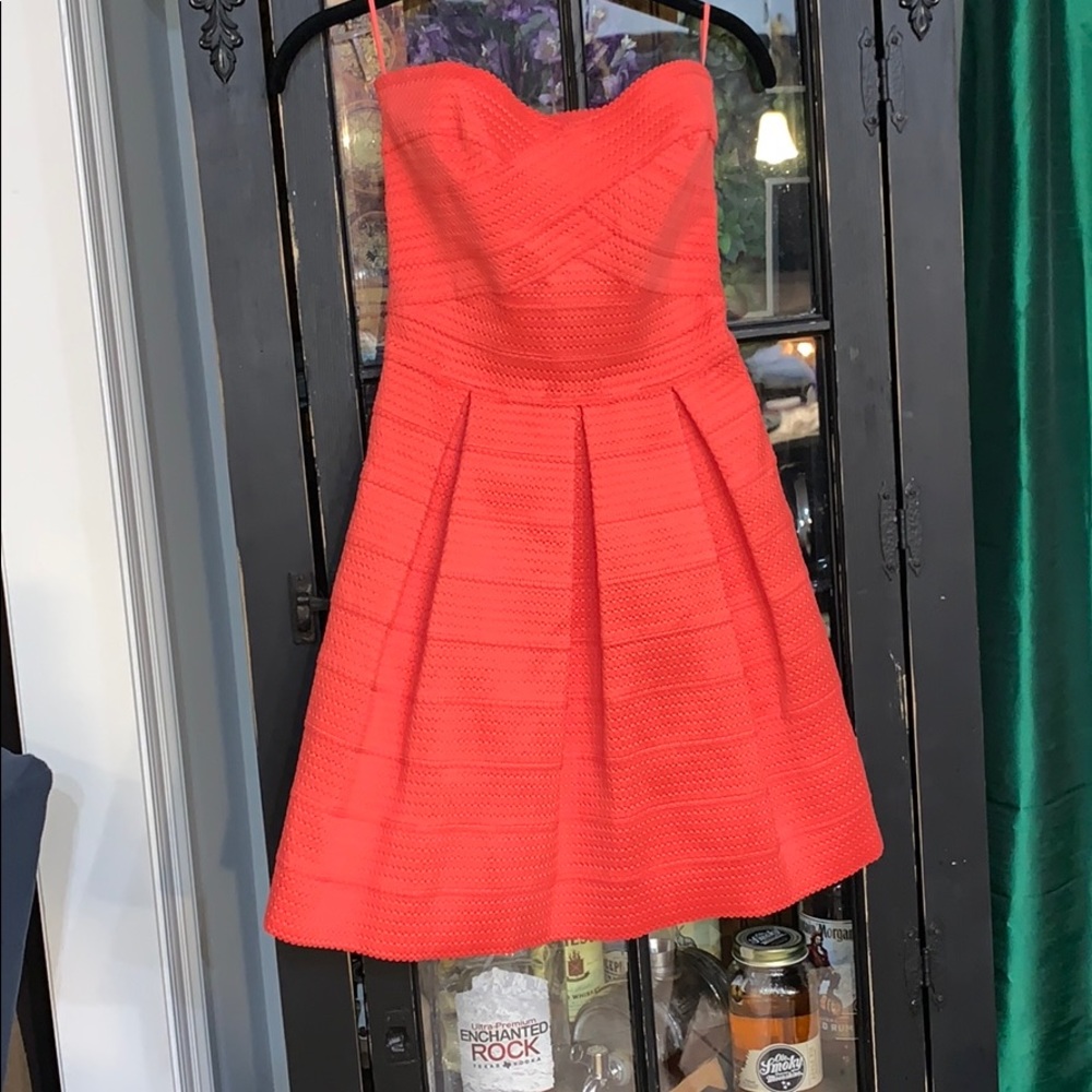 Express hot pink strapless dress